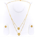 Posh Palatial Two Chain 21k Gold Necklace Set 