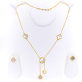 Glistening Upscale 21k Gold Clover Necklace Set 