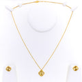 Medium Single Clover 21k Gold Necklace Set