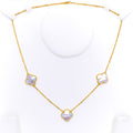 Delicate Pearlescent 21k Gold Clover Necklace 