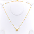 Striped Dynamic Barrel 21k Gold CZ Necklace 