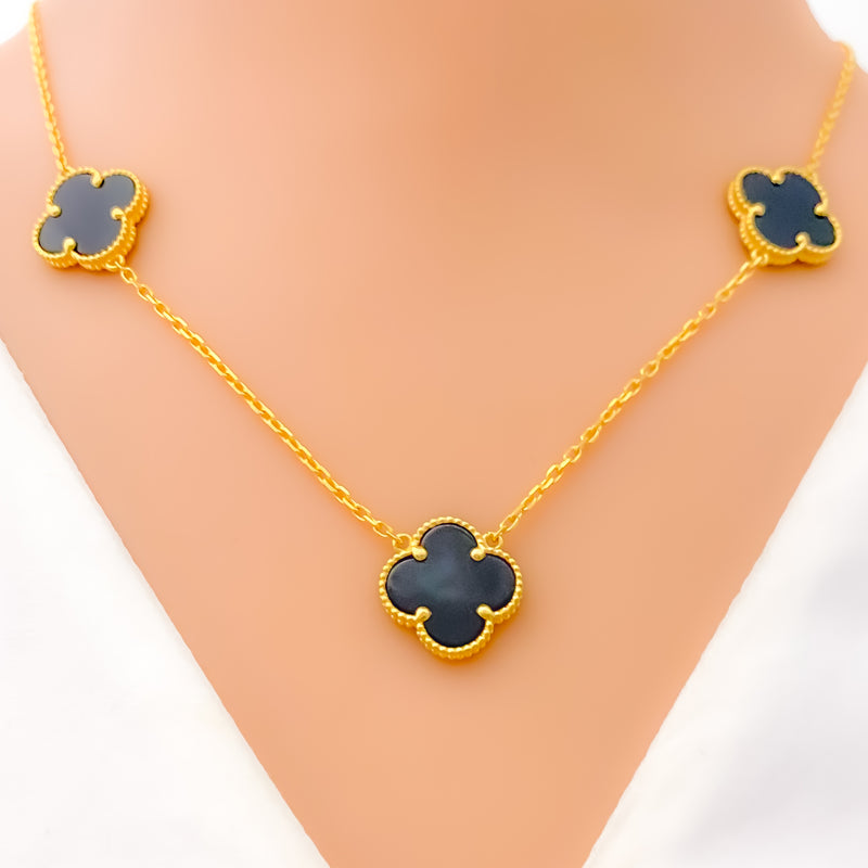 Opulent Black Onyx 21k Gold Necklace 