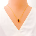 Iridescent Black Enameled 21k Gold Necklace 