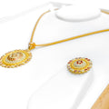 unique-meenakari-floral-22k-gold-pendant-set