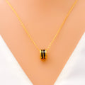 Iridescent Black Enameled 21k Gold Necklace 