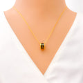 Iridescent Black Enameled 21k Gold Necklace 