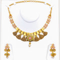 Palatial Paisley Adorned 22k Gold Floral Necklace Set 
