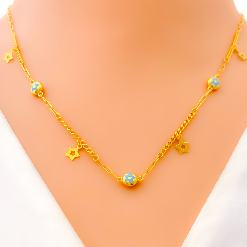 Glamorous Star Charmed 21k Gold Necklace 