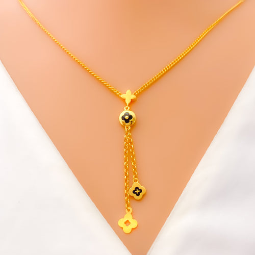 Attractive Floral Hanging 21k Gold Necklace 