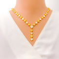 Stately Alternating 21k Gold Clover Necklace 