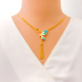 Fancy Fashionable 21k Gold Butterfly Necklace 