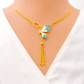 Fancy Fashionable 21k Gold Butterfly Necklace 