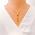 Trendy Twin Flower 21k Gold Necklace 