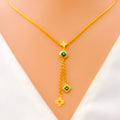 Trendy Twin Flower 21k Gold Necklace 