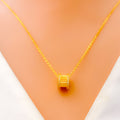 Striped Dynamic Barrel 21k Gold CZ Necklace 