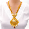 Impressive Long 22k Gold Kundan Necklace Set 