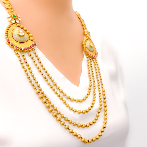 Distinct Drop 22k Gold Layered Necklace Set 