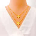 Elegant Dual Layered 21k Gold Clover Necklace Set 