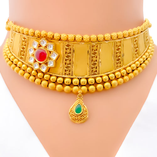 Buy Kerala Gold Inspired Elakkathali Choker Necklace Bridal Jewelry Online