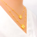 Elegant Dual Layered 21k Gold Clover Necklace Set 