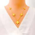 Gorgeous Graceful 21k Gold Clover Necklace Set 