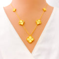 Gorgeous Graceful 21k Gold Clover Necklace Set 