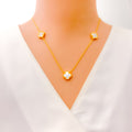 Majestic Beautiful 21k Gold Clover Necklace Set 