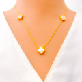 Majestic Beautiful 21k Gold Clover Necklace Set 