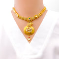 Delicate Asymmetrical 22k Gold Paisley Necklace Set 