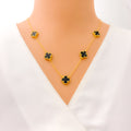 Magnificent Black Onyx 21k Gold Clover Necklace Set 