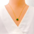 Eclectic Iconic Malachite 21k Gold Clover Necklace Set 