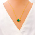 Eclectic Iconic Malachite 21k Gold Clover Necklace Set 