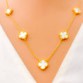 Stylish Sparkling 21k Gold Clover Necklace Set 