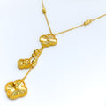 Fancy Dangling 22k Gold Clover Necklace Set 