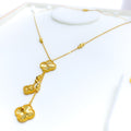 Fancy Dangling 22k Gold Clover Necklace Set 