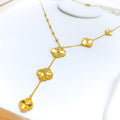 Unique Asymmetrical 22k Gold Stylish Clover Necklace Set 