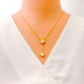 Elegant Hanging 21k Gold Clover Necklace 