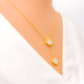 Elegant Hanging 21k Gold Clover Necklace 