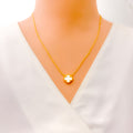 Delicate Dressy 21k Gold Clover Necklace Set 