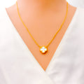 Delicate Dressy 21k Gold Clover Necklace Set 