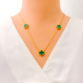 Exclusive Everyday 21k Gold Malachite Clover Necklace Set 