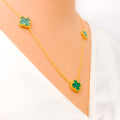 Exclusive Everyday 21k Gold Malachite Clover Necklace Set 