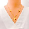 Dazzling Decorative 21k Gold Clover Necklace Set 