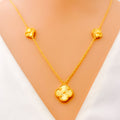 Dazzling Decorative 21k Gold Clover Necklace Set 