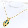 Tasteful Hexagonal 21k Gold CZ Necklace 