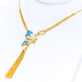 Gorgeous Delicate 21k Gold Butterfly Necklace 