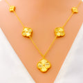 Refined Reflective 21k Gold Clover Necklace Set