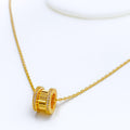 Brilliant Striped 21k Gold CZ Necklace 