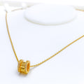 Brilliant Striped 21k Gold CZ Necklace 