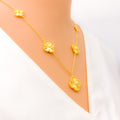 Refined Reflective 21k Gold Clover Necklace Set